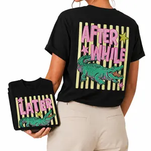 After While Later Alligator Graphic Printed T-Shirt for Men & Women, Vintage Cartoon Crocodile Tee, Oversized Loose Fit Funny Aesthetic Shirt, Trendy Y2K Streetwear Cute Graphic Top