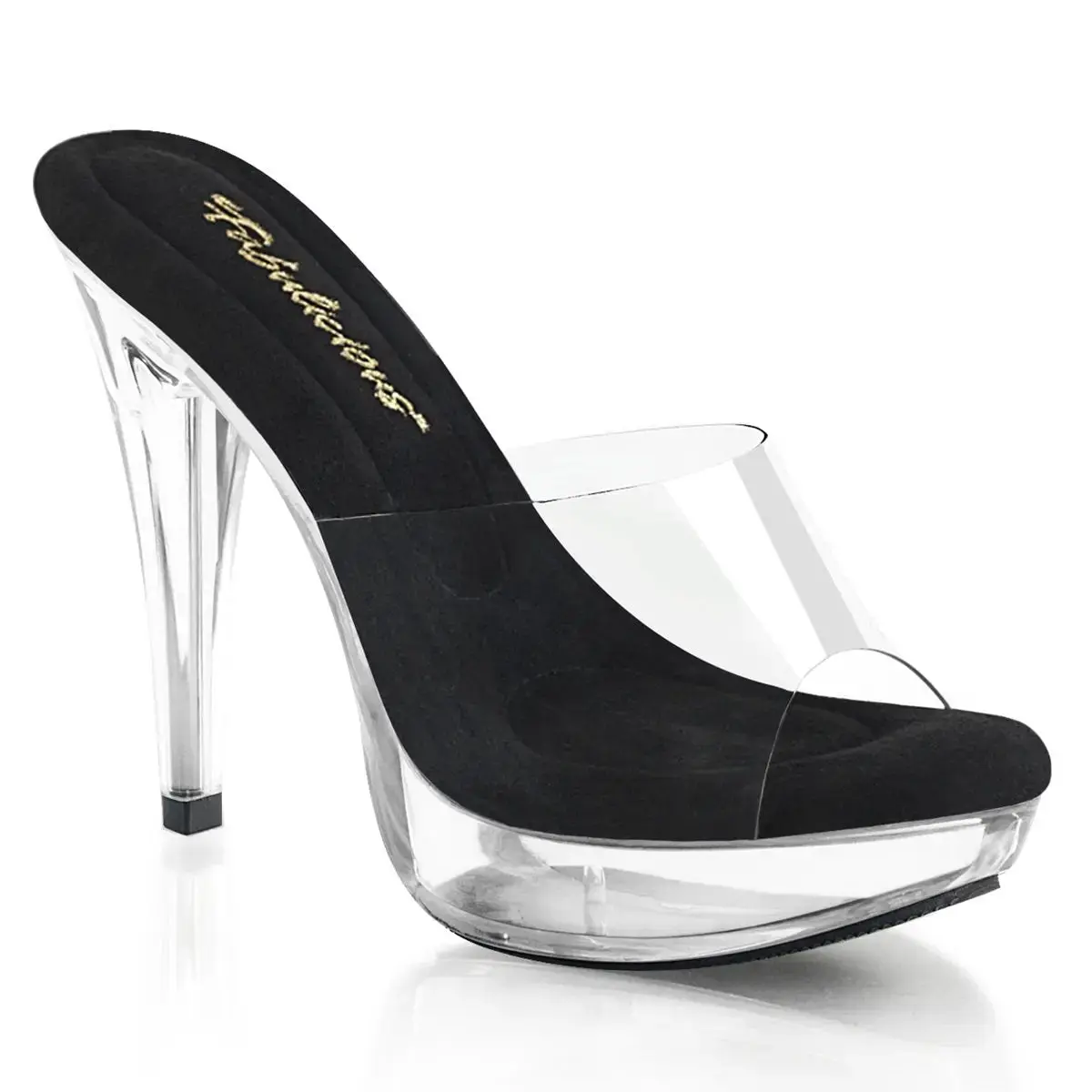 Fabulicious Cocktail-501 Women's Rhinestone Studded Slide Black/Clear