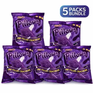 Oishi Pillows Ube-Filled Crackers 1.34oz - 5 Packs Snack Treats