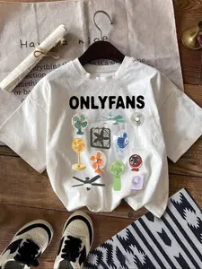 Tomato Print Loose T-Shirt in Casual Y2K Style, Retro Comfort with Cartoon Design, Unique Street Fashion for Summer