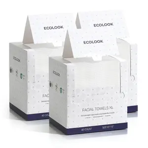 ECOLOOK Disposable Face Towel XL-60 Count Upgraded Thick Facial Towels, Ultra Soft Clean Face Towels Disposable, 10"x12" & 90 GSM, Ideal for Sensitive Skin​-1 PACK