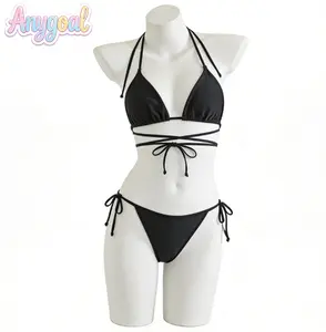 ANYGOAL Women Two Piece Bikini Sets - Sexy String Triangle Swimsuits Halter Bathing Suits w  Women's 2 Piece Halter Triangle Bikini Set, Adjustable Ruched Swimsuit  swimsuits 2026 women swimsuits bikinis