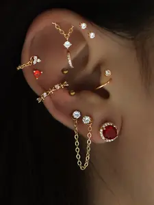 16 Piece Cubic Zirconia Earrings Studs Set, Fashion Versatile Jewelry for Women, Daily Date Accessory, Fashionable Jewelry