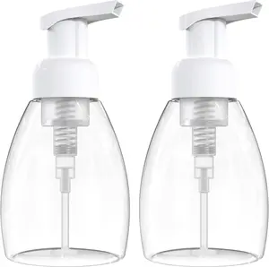 hand soap dispenser water bottle, Foaming Soap Dispenser Pump Bottles, BPA Free Empty Refillable Plastic Container for Liquid Soap - Kitchen, Bathroom, Commercial - 8oz (250ml) Pack of 2