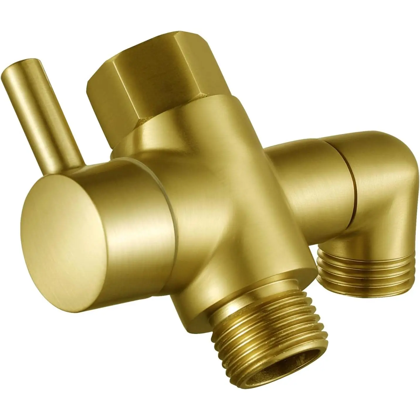 Metal Shower Diverter Valve, 3-Way Shower Head Diverter Suitable for Handheld Shower Head and Fixed Rain Shower Head, Universal G1/2 Bathroom Shower System Replacement Part, Brushed Gold