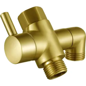 Metal Shower Diverter Valve, 3-Way Shower Head Diverter Suitable for Handheld Shower Head and Fixed Rain Shower Head, Universal G1/2 Bathroom Shower System Replacement Part, Brushed Gold