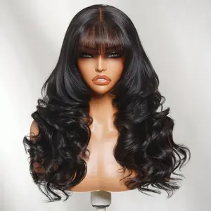 【New In】20'' 200% Density UNice 7x5 Bye Bye Slip Lace Natural Black Soft Blowout Loose Wave Layered Wig With Wispy Bangs Human Hair Glueless Wig