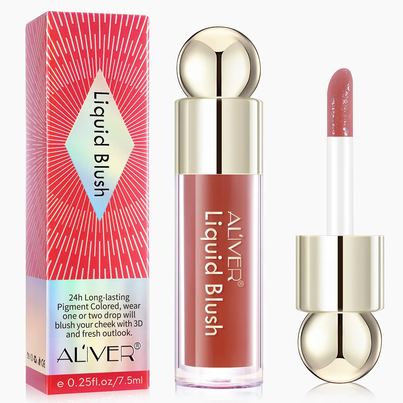 Aliver Single Liquid Blush Makeup, Matte Finish Cosmetic, 5 Shades for Easy Gifting, Buildable Formula for Natural Glow (Suitable for Any Skin Tone), Single Liquid Blush For Easy Gifting, All Skin Types, Vegan, Adults, Cruelty Free, Single Item sohochic