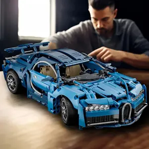 635-Piece Blue Supercar Building Block Set, 1:14 Scale Racing Car Model DIY Toy Halloween Christmas Gift