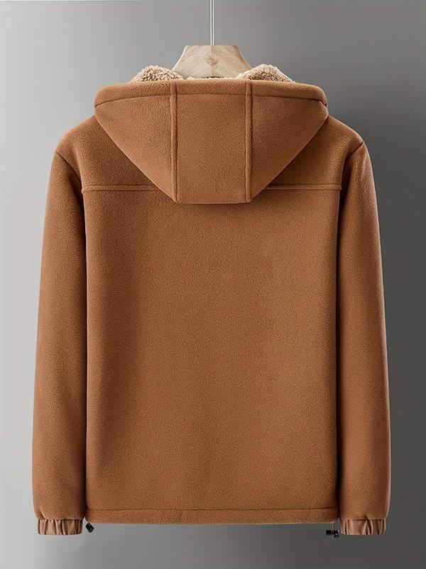 Men's Winter Sherpa Fleece Lined Warm Thick Windproof Hooded Jacket Coat, Microfiber Fabric, Full Zip Closure, Suitable for Outdoor Activities