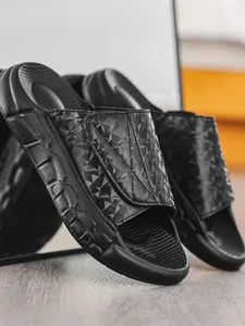 Men's Fashionable Velcro Design Slides, Breathable Comfortable Sports Sandals, Non-slip Beach Slippers, Outdoor Sports Sandals for Men