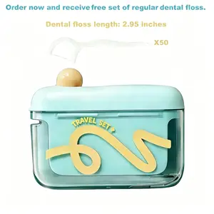 Bonus 50 Floss Picks Included, Auto Pop-Up Dental Floss Box, Portable Refillable Container for Daily & Travel Use