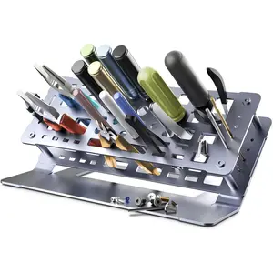 Screwdriver Rack, Small Tool Storage Holder for Desk Top, Work bench Organizer, Aluminum Alloy, Dark Grey