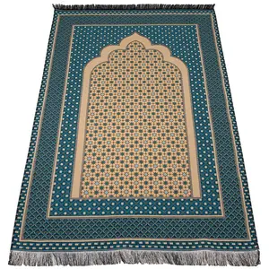 Cotton Woven Islamic Prayer mat Hira Diamond - Turquoise Blue