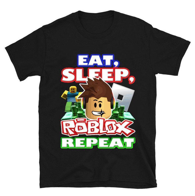 Eat, Sleep, Roblox Repeat Roblox Shirt Showcasing Nostalgic and Iconic Gaming Artwork