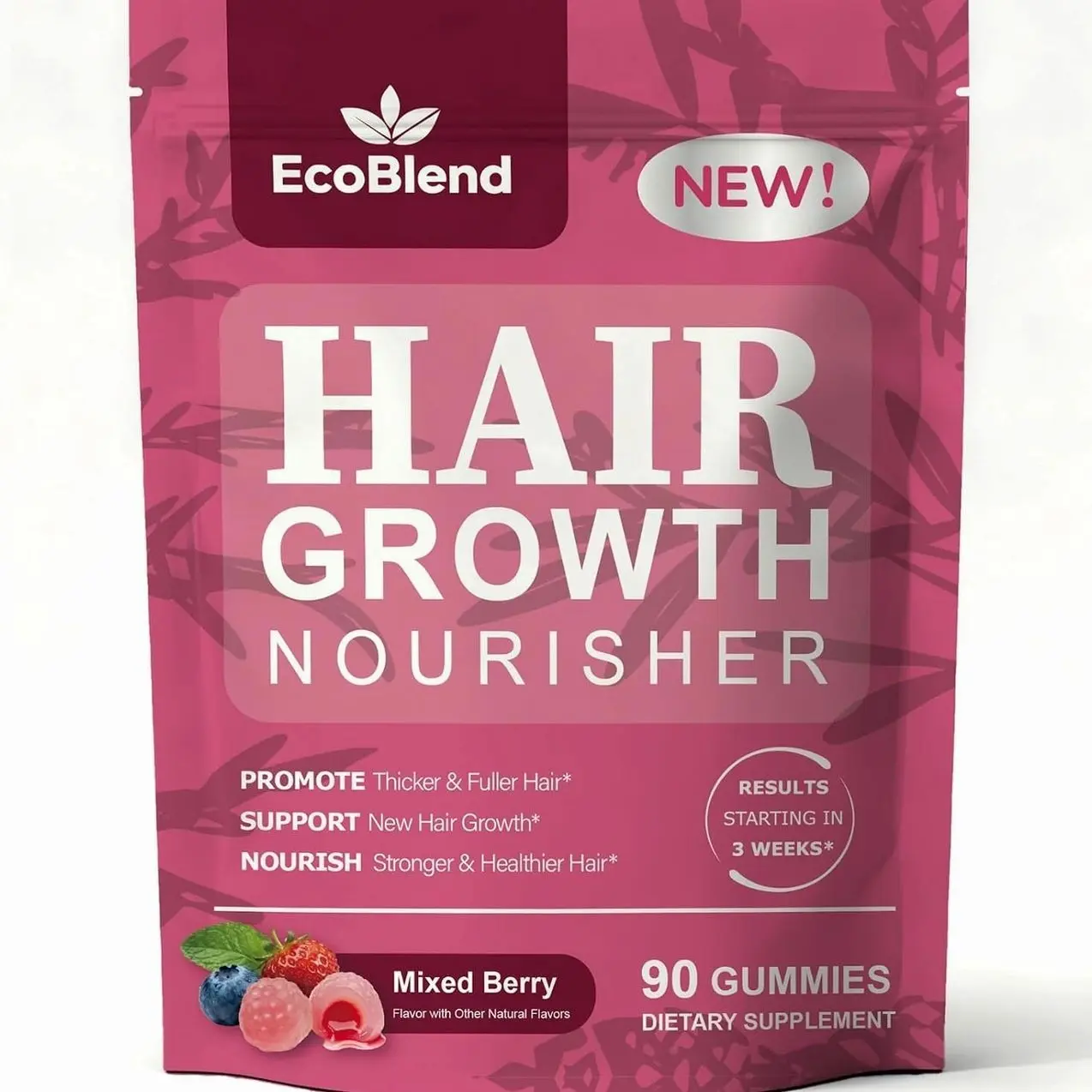Hair Growth Accelerator Gummies - Biotin, Men & Women, 90 Gummies | Hair growth vitamins with collagen, vitamin C, iron & zinc. Supports thicker stronger hair. mixed berry flavor, 45-day supply