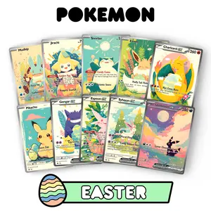 Adorable Easter Pokemon | Custom Fan-Art Pokemon Cards | The Perfect Easter Pokemon Gift | Umbreon, Pikachu, Eevee, Charizard, and More! Tcg Booster Packs Premium Booster Pack