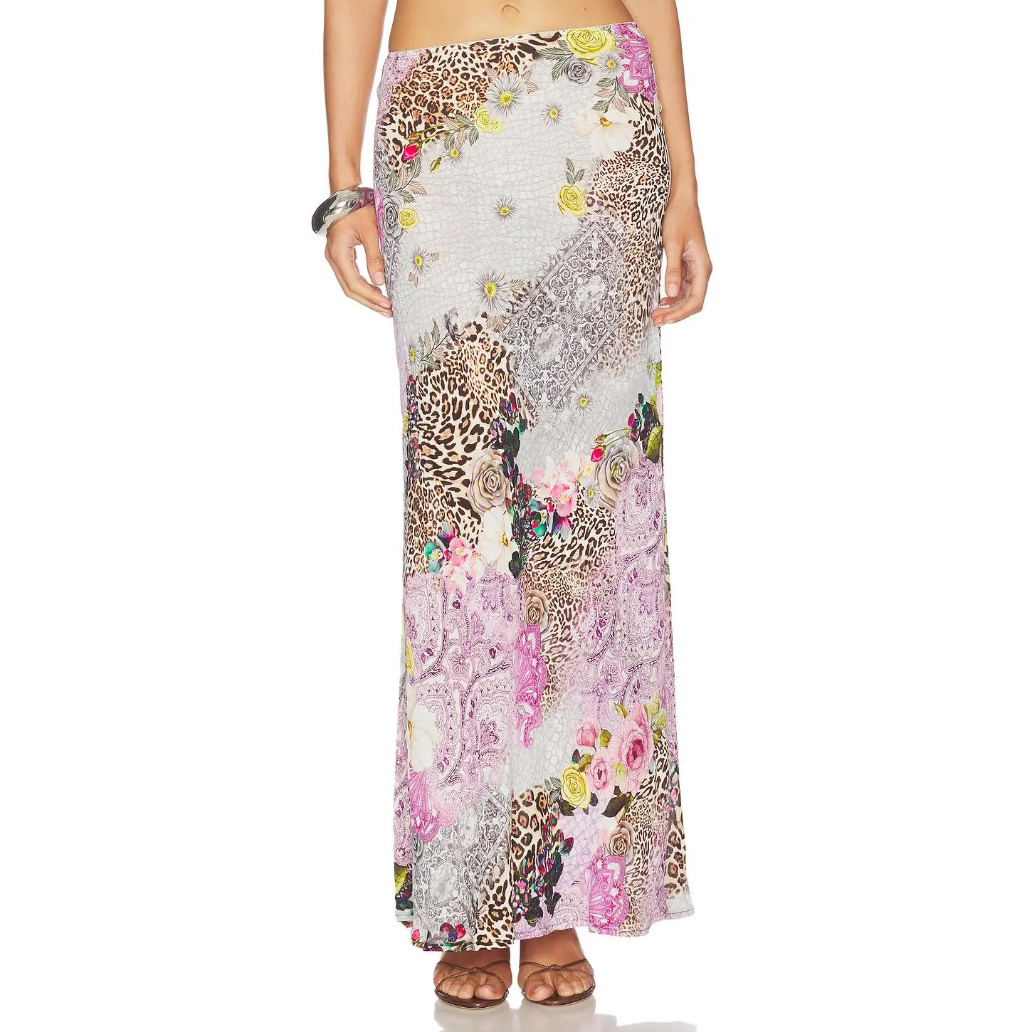AFRM Ansley Skirt in Natural Patchwork