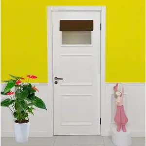 French Small Front Door Curtain (24" w x 18" L), Washable Door Curtain with Adhesive Hook and Loop Fastener Strip (Coffee Brown)