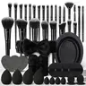 47pcs Festive Season Makeup Brush Gift Box, Cosmetic Tools, Makeup Brushes, Sponges, Finger Puffs, Powder Puff, Cleaner Bowl, Headband & Wristbands