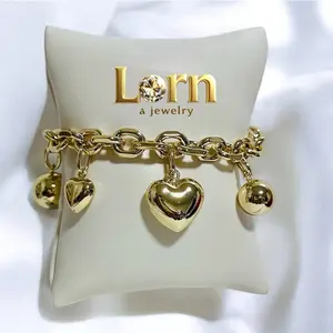 Lorn Jewelry Hermosa Pulsersa Corazón Chonky Estilo Rolo Laminado 14k Capa Oro Real Alta Calidad Uso Diario
