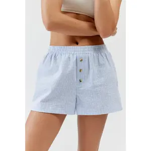 Striped Elastic Waist Shorts