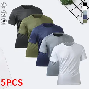 Men’s sports short-sleeve T-shirt, solid color, multi-pack, casual versatile quick-dry breathable minimalist crew neck base layer for running and fitness