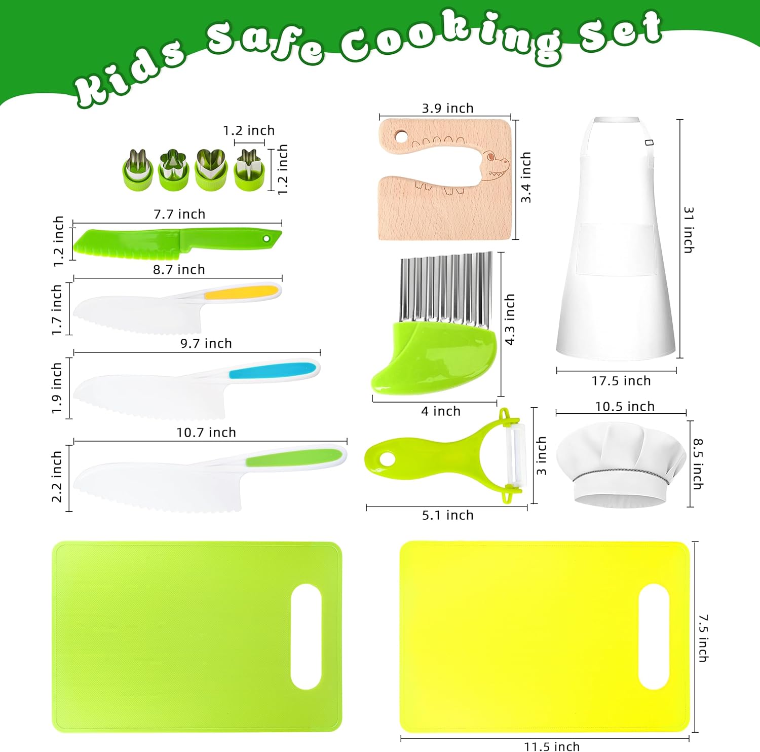 15-Piece Kids Cooking Set – Safe Real Cooking Tools for Toddlers & Children, Montessori Kitchen Toys, Kids Cutting & Cooking Set for Learning, Fun, Easter Gift