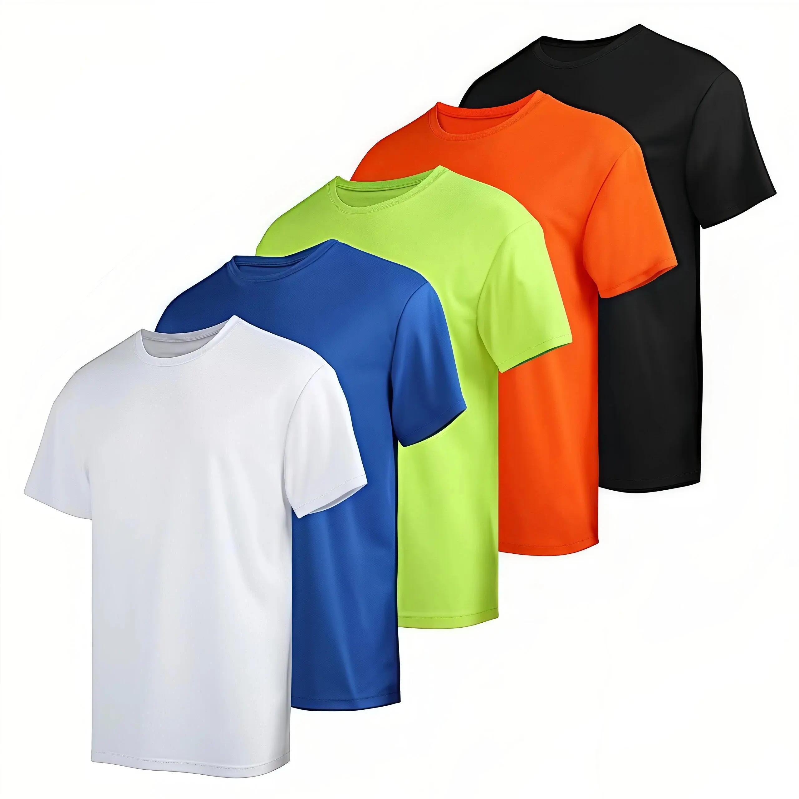 LEEHANTON 5-Pack Unisex Quick-Dry Plain Short-Sleeve Crew Neck Polyester Fitness Workout Shirts - Sporty Athletic Sports T-Shirts for Gym, Running, Fitness Workout Shirt