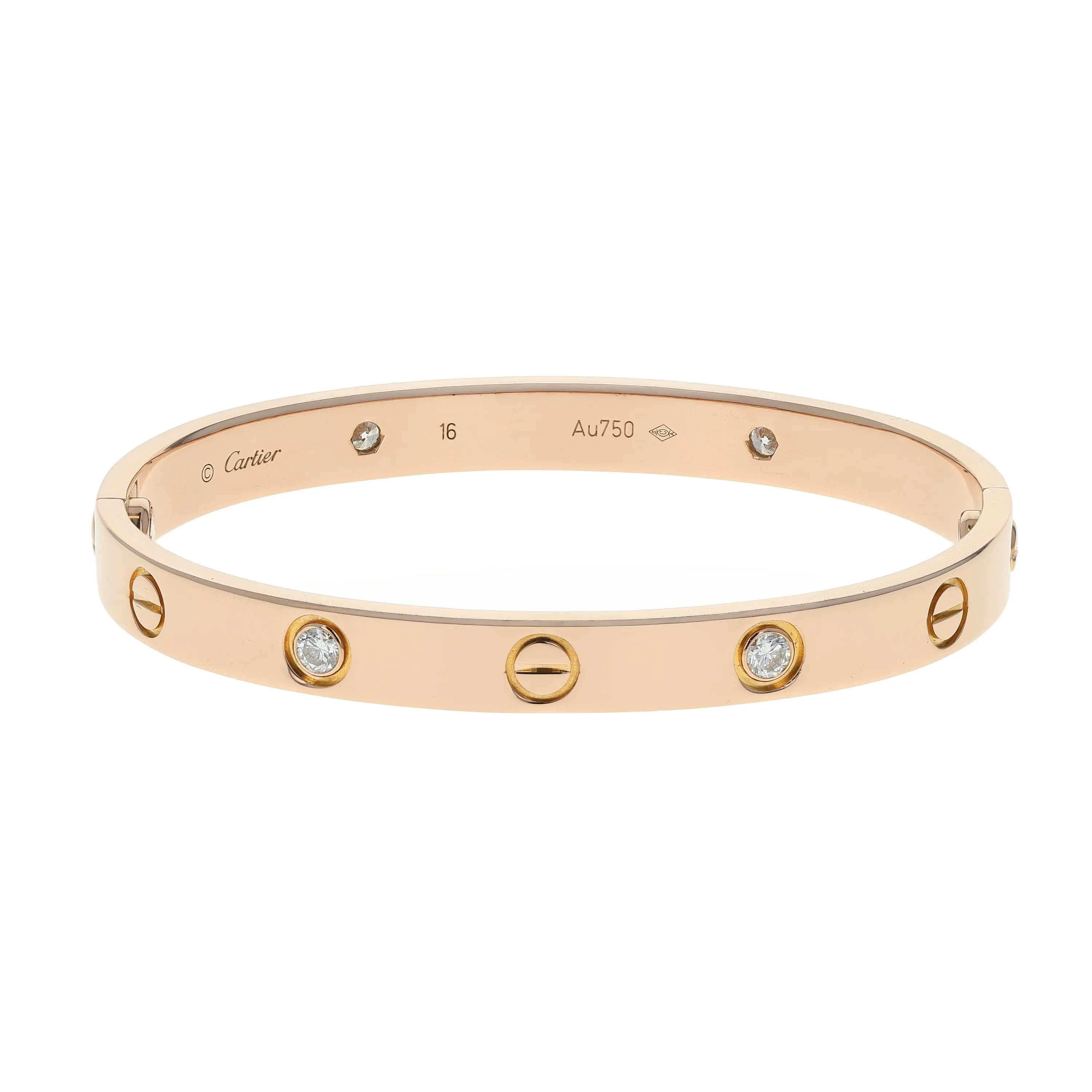Pre-owned Cartier Love Bangle Bracelet Size 16