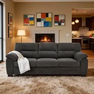 3 Seater Couches for Living Room, 81" ModernTextured Fabric Sofa, Minimalist SetteeSmall Couches for Apartment, Small Spaces, Home Office, Dark Gray