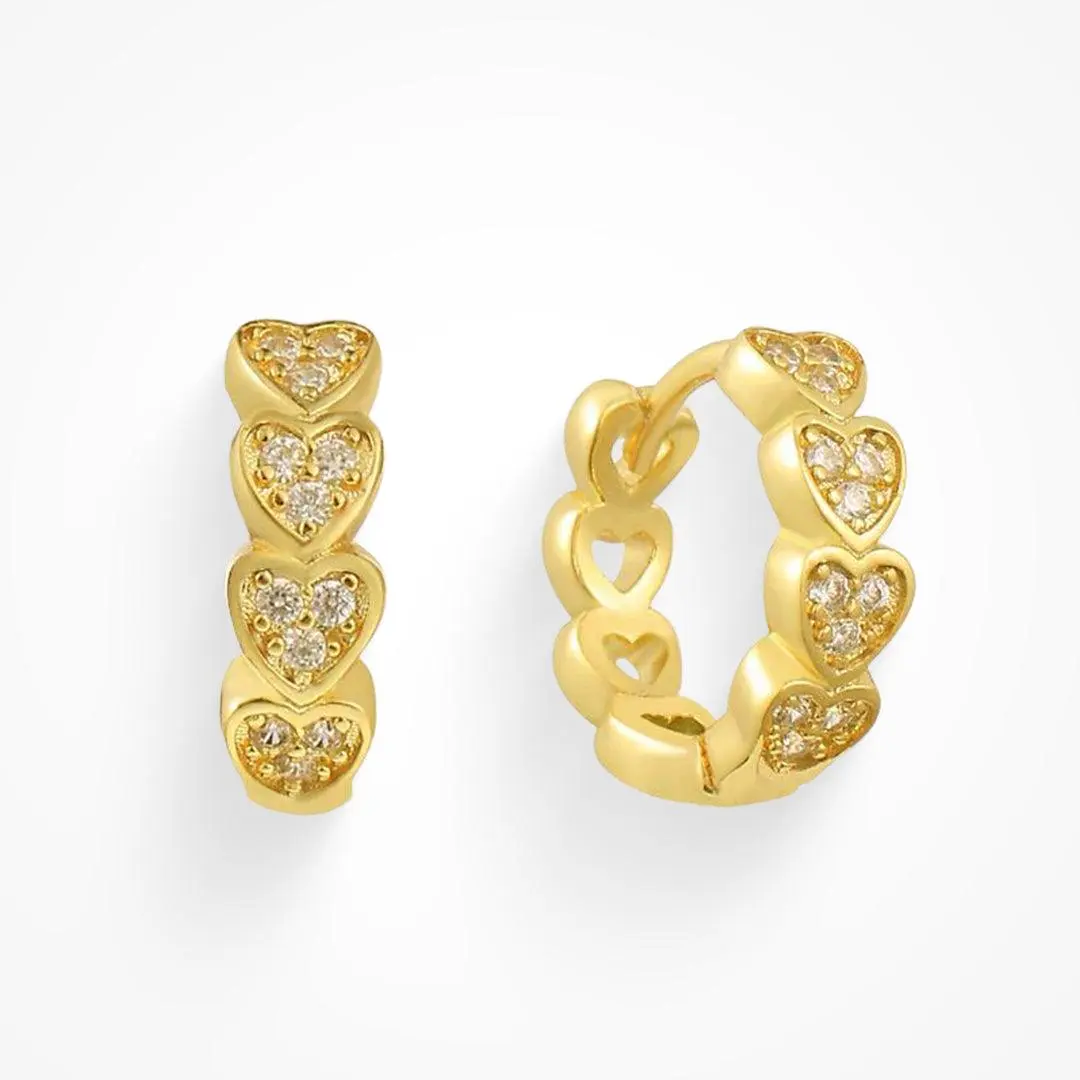 EVRY JEWELS Gold or Silver Plated Women's Hearts All Around Earrings
