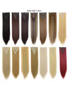 7pcs Women's Medium Straight Hair Extensions, Easy to Wear, Suitable for All Occasions, Perfect Fit for Various People