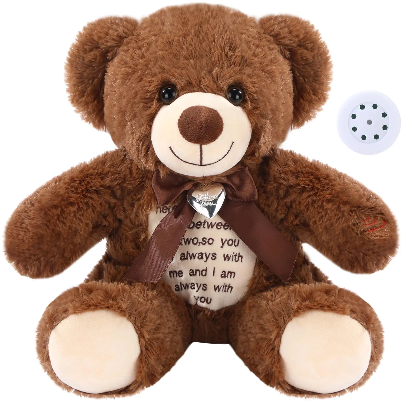 Bear with Recorder and Photo Pendant (Dark Brown)