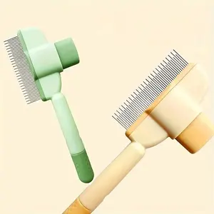Pet Grooming Brush Set, Self-Cleaning Pet Comb for Cats & Dogs, Flea Removal, Dense Teeth Split Design, Essential Pet Care Tools