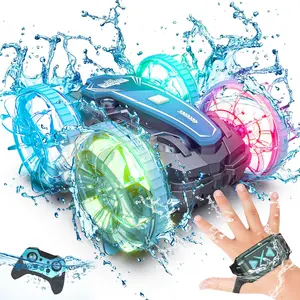Amphibious Remote Control Car Boat, 4WD Gesture RC Car with Waterproof Remote Control, RC Stunt Car with LED Lights, Pool Toys  Kids Ages 8-12, Toys Gifts  Boys Girls