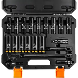 BOEN Pro 1/2" Drive Metric Deep Impact Socket Set, 21-Piece CR-MO &CR-V Steel