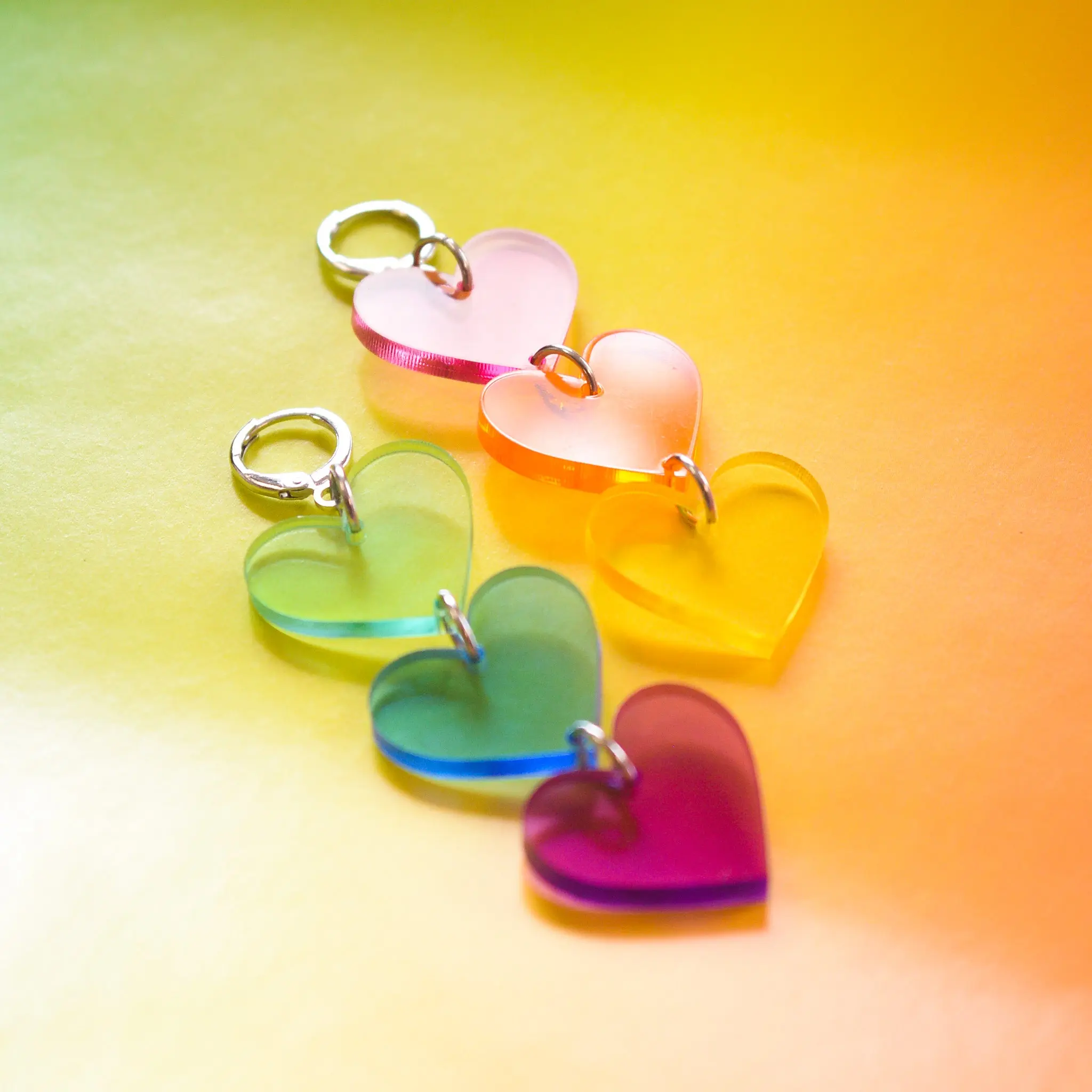 Translucent Rainbow Hearts Earrings Translucent Rainbow Hearts Earrings