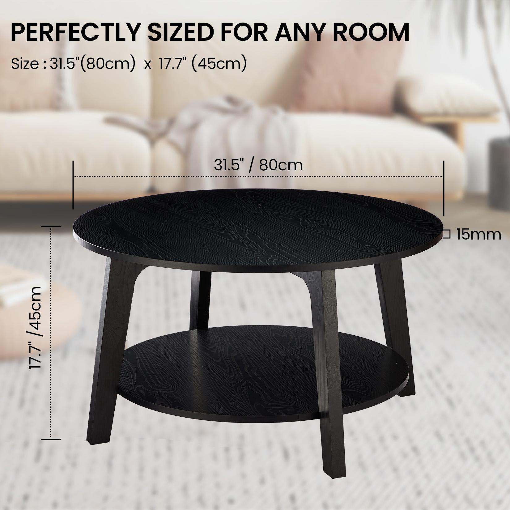 White 2-Tier Round Coffee Table with Storage Shelf, Minimalist Scandinavian Style Engineered Wood Accent Center Table, 31.5" Dia. Round Top, Durable Mark-Resistant Surface, Easy Assembly, Coffee Tables White 2-Tier Round Coffee Table with Storage Shelf, Minimalist Scandinavian Style Engineered Wood Accent Center Table, 31.5" Dia. Round Top, Durable Mark-Resistant Surface, Easy Assembly, Coffee Tables