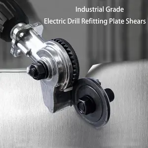 Electric Metal Cutter Drill Attachment | Portable Shearing Machine for Iron Steel Aluminum Smooth Burr-Free Cutting | Compatible with Dewalt & Milwaukee Tools, Wrench & Mechanic Tool Kit
