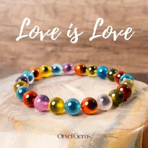 Pride Rainbow Candy Agate Beaded Bracelet | Love is Love Chakra Healing Bracelet | Colorful LGBTQ+ Friendship Jewelry Gift