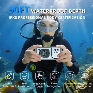 Phone Case IP68 Dustproof Deep Diving for 6.9-Inch Smartphones Underwater HD Shooting Waterproof Transparent Anti-Fog Bag Island Travel Essential