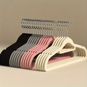 5pcs Flocked Hangers, No Trace Pendants, Flocking, Non-Slip Pendants, Household Clothes Pendants, No Trace, Space Saving
