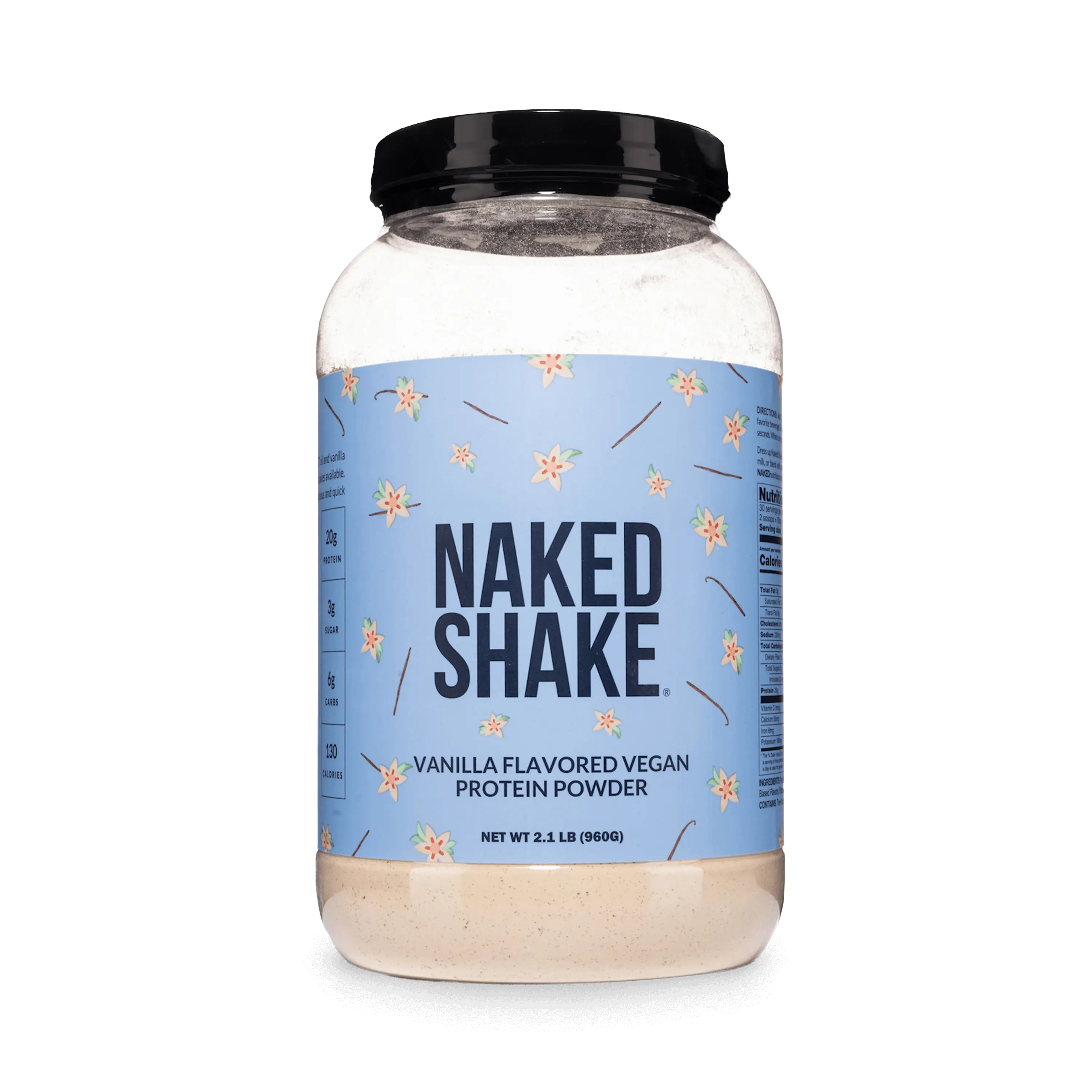 Naked Vanilla Vegan Protein Shake - 30 Servings, 20g Protein, 3g Sugar, Natural Plant-Based Flavors, Pea Protein & MCT Oil