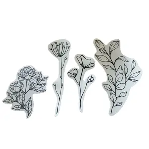 Large Botanical Fine Line Temporary Tattoo Flowers
