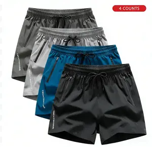 4 Pack Boys' Mid Rise Athletic Shorts Summer Sweat Wicking Breathable Casual Shorts with Elastic Waistband for Teens and Young Men