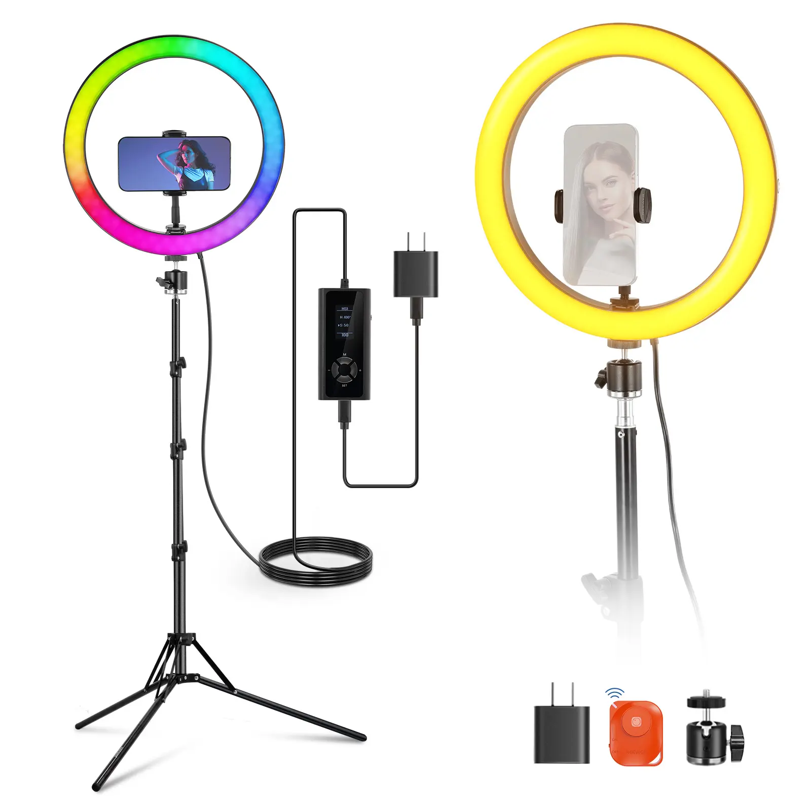 NEEWER 12" Ring Light with Tripod Stand, No Carrybag, Compatible with iPhone/Andriod, 24W LED RGB Lighting with Phone Holder for Selfie Studio Photography Video Recording Makeup Lash Streaming, 2500-10000K CRI95+, RH12C/RH12B