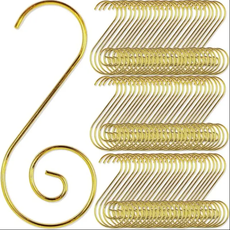 20pcs Christmas Tree Decorative Hooks, Metal Line Hooks for Xmas Trees & Ornaments, Party Decoration Accessories