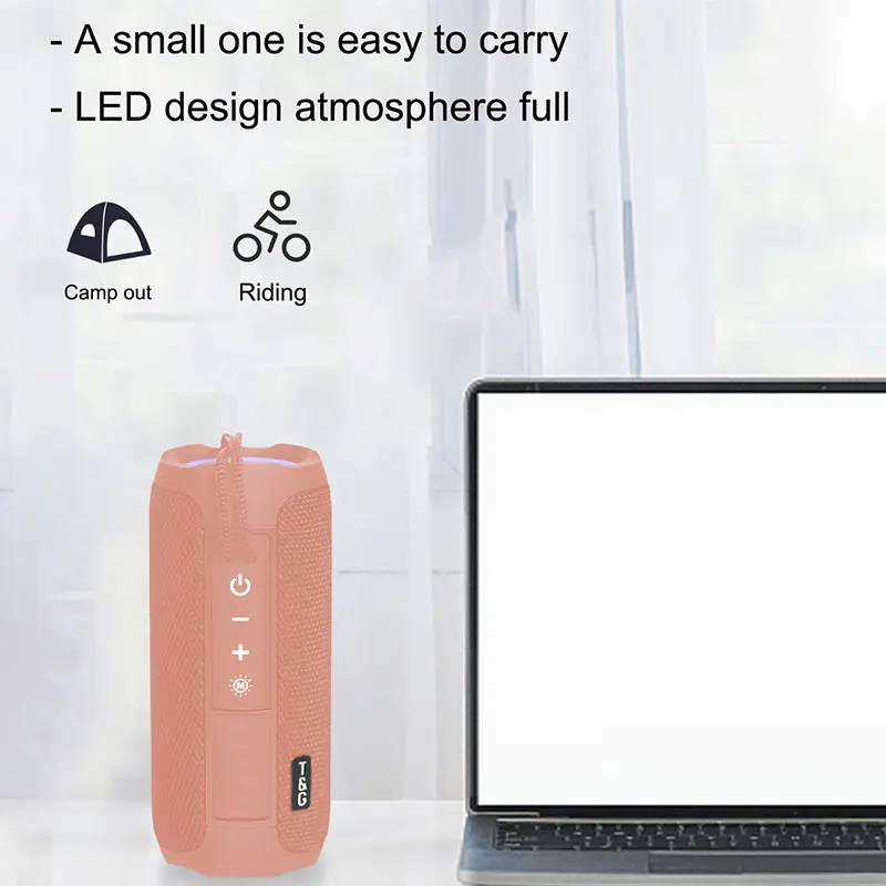 T&G TG-227 IPX5 Waterproof Bluetooth Speaker, Dynamic RGB Rhythm Lights, Hands-free Call & FM Radio, Portable Carry Lanyard, Rich Bass Sound, For Beach, Shower, Camping, Party, Cost-effective Outdoor Music Gift
