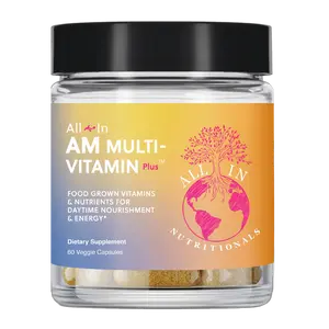 AM Multi-Vitamin Plus | All-In Nutritionals – Food-Based Morning Multivitamin with Vitamins A, C, D3, E, Iron & Fulvic Acid  –  Energy Support – 60 Capsules